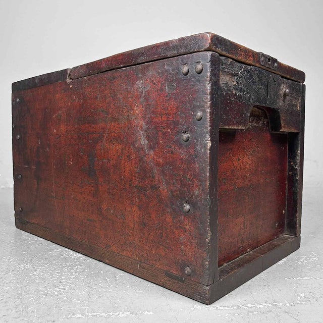Brown Antique Wooden Zenibako Temple Offering Box, 1890s For Sale - Image 8 of 15