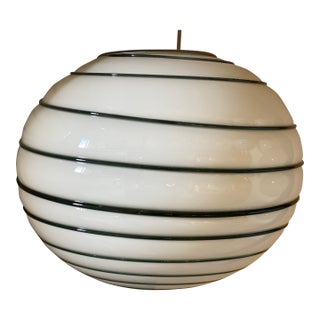 Murano Style Glass Pendant Swirling Green and White For Sale