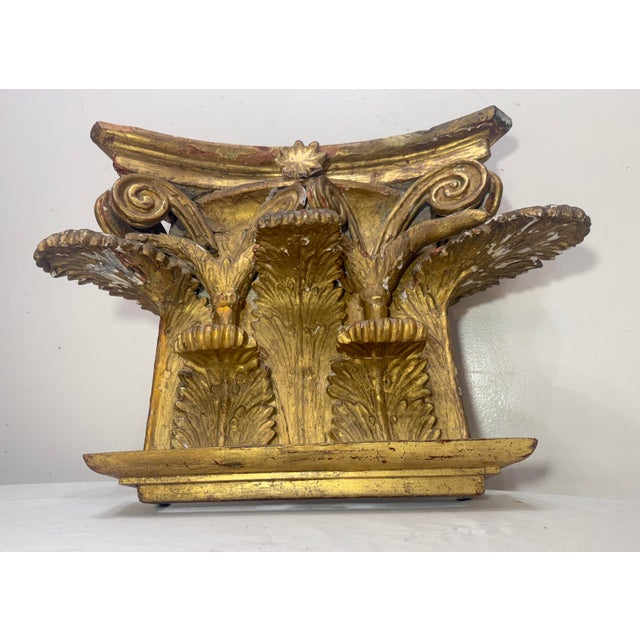 Gold Large Antique 1700's Gilt Wood Corinthian Piller Architectural Salvage Sculpture For Sale - Image 8 of 15