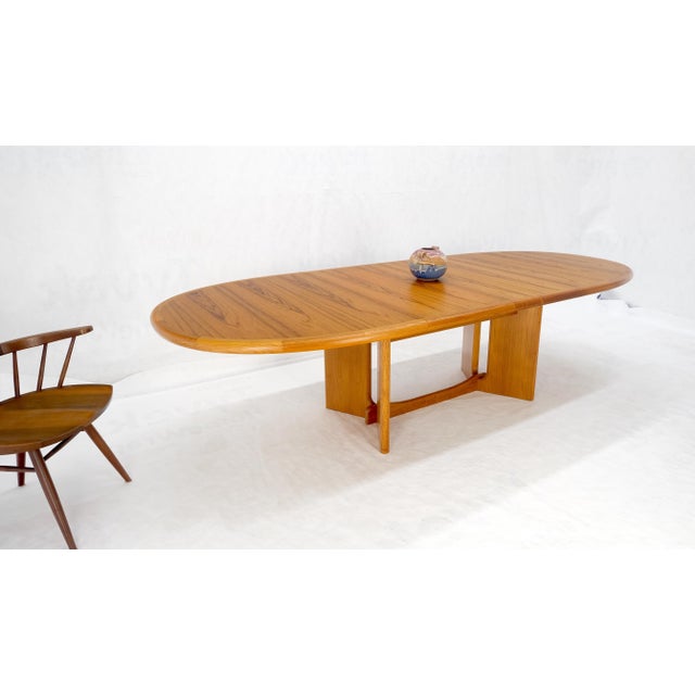 Mid-Century Modern Danish Mid Century Modern Teak Racetrack Oval Dining Table 2 Extensions For Sale - Image 3 of 12