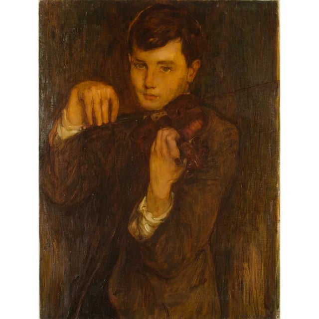 Realism Early 20th Century Portrait of a Young Man Oil Painting by Leonard Watts For Sale - Image 3 of 11