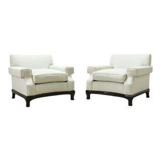 Pair of A. Rudin 619 Modern Ebonized Ming Style Lounge Chairs For Sale