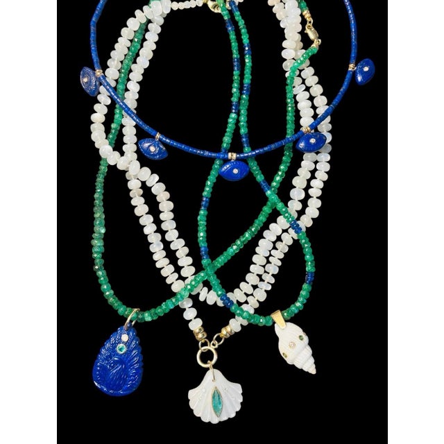 Metal Moonstone Necklace With 14k Gold Charm Enhancer For Sale - Image 7 of 9