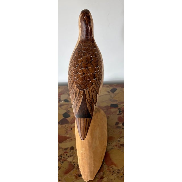 Vintage Hand Carved and Painted Wooden Shorebird, Folk Art For Sale - Image 4 of 7