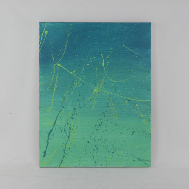 "Emerald Tide" Contemporary Abstract Splatter Painting For Sale - Image 9 of 9