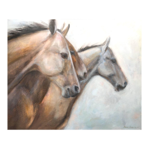 Running Horses Landscape Original Painting on Canvas Animal by Valeriya Serova