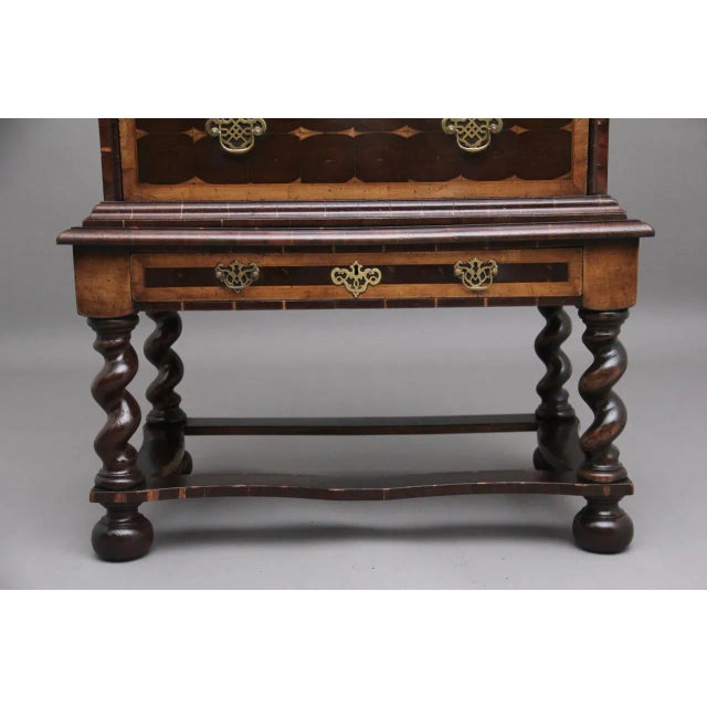 A superb and fine early 20th Century laburnam oyster chest on stand in the style of William & Mary, the rectangular and...