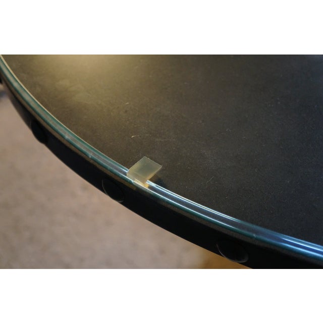 Wood Late 20th Century Rustic Farmhouse Industrial Modern Acacia Metal & Glass Round Dining Table 42" For Sale - Image 7 of 17