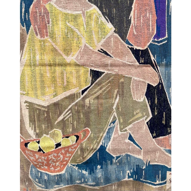 Mid 20th Century Monumental Vintage Figurative Wool Tapestry For Sale - Image 5 of 12
