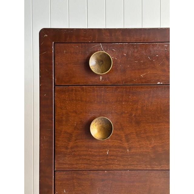 Vintage Norman Bel Geddes for Simmons Steel Chest of Drawers With Brass Pulls, C. 1930s For Sale - Image 9 of 18