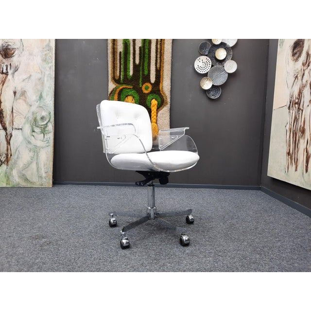Mid-Century Modern Space Age Leather & Acrylic Desk Chair from Tecta, 1970s For Sale - Image 3 of 14