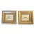 1970’s 2 Small Grasshopper Watercolor Paintings Gilt Wood Frames -a Pair For Sale