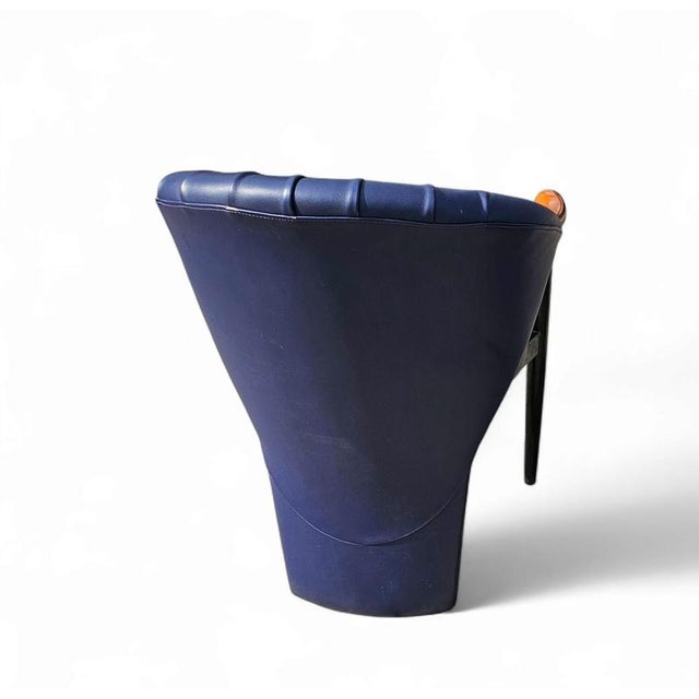 Armchairs in Dark Blue Leather from Costantini, Set of 6 For Sale - Image 3 of 9