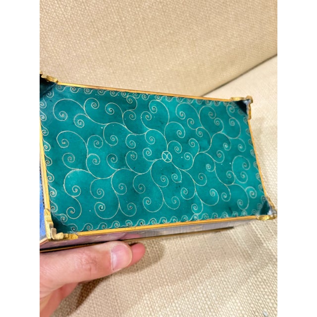 Late 19th Century Japanese Cloisonne Enamel Bird and Floral Trinket Box Signed Inaba, Meiji For Sale - Image 5 of 15