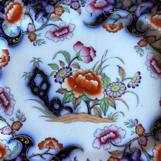Antique English Ironstone Imari Platter, “Smyrna” Pattern, Hand-Painted For Sale - Image 16 of 17