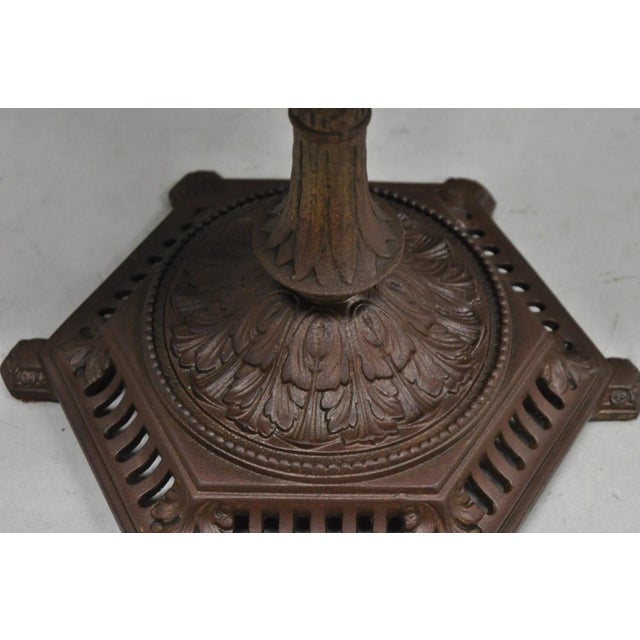 Green Antique Victorian Green Marble Cast Iron Pedestal Base Smoking Stand Side Table For Sale - Image 8 of 12