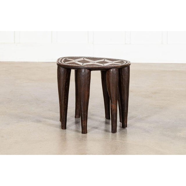 African Tribal Carved Teak Nupe Stool, 1920 For Sale - Image 4 of 11