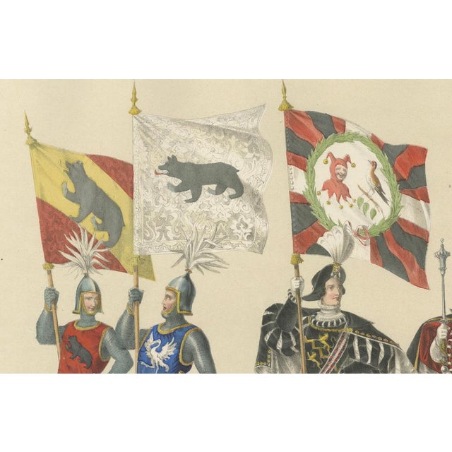 The Bernese Banners A Splendid Procession of Knights & Honor Guards, 1855, Print For Sale - Image 4 of 11