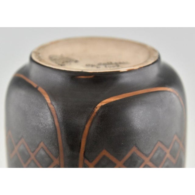 Art Deco Stoneware Ceramic Vase with Birds by Charles Catteau for Boch Frères, Keramis, 1925 For Sale - Image 11 of 13