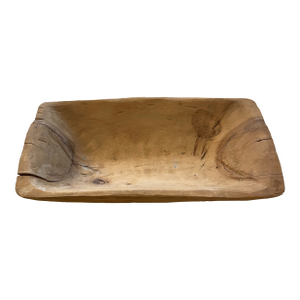 Textured Vintage Wood Primitive Rectangular Dough Bowl