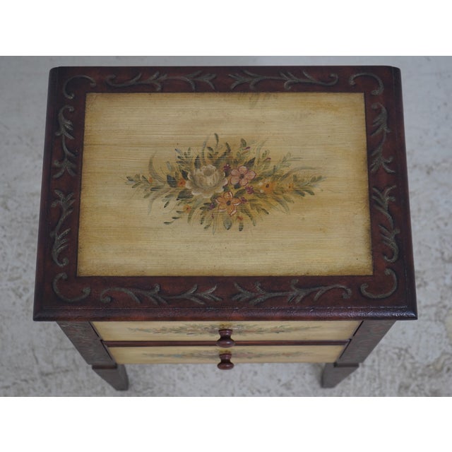 Wood Pair of Venetian Paint Decorated 2 Drawer End Tables Nightstands For Sale - Image 7 of 16
