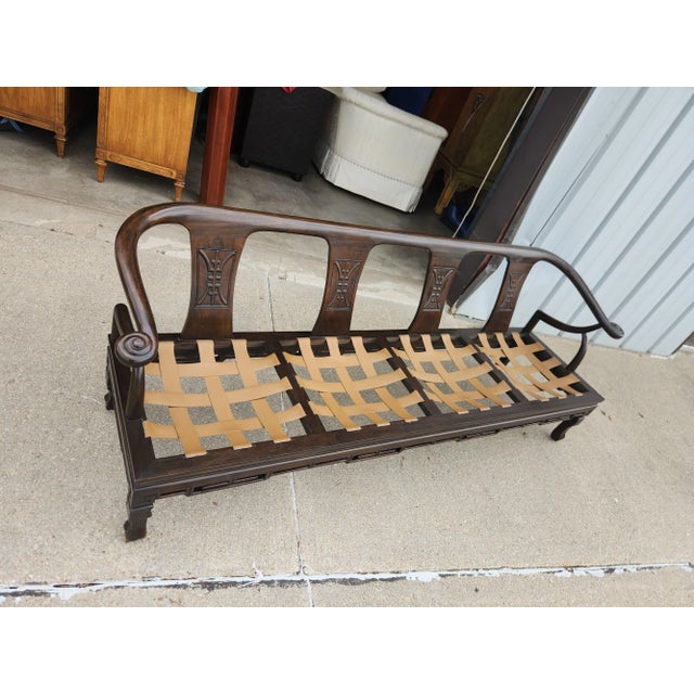 Wood Vintage 1960's Chinoiserie Custom Wood Sofa For Sale - Image 7 of 10