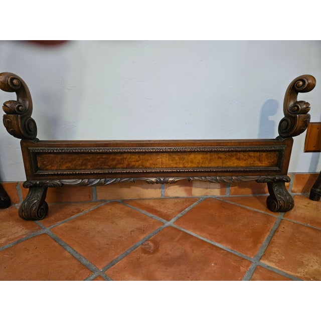 Beautiful hand carved walnut bed, with original receipt from 1989. Circa 1860. slight damage on the top of the headboard.