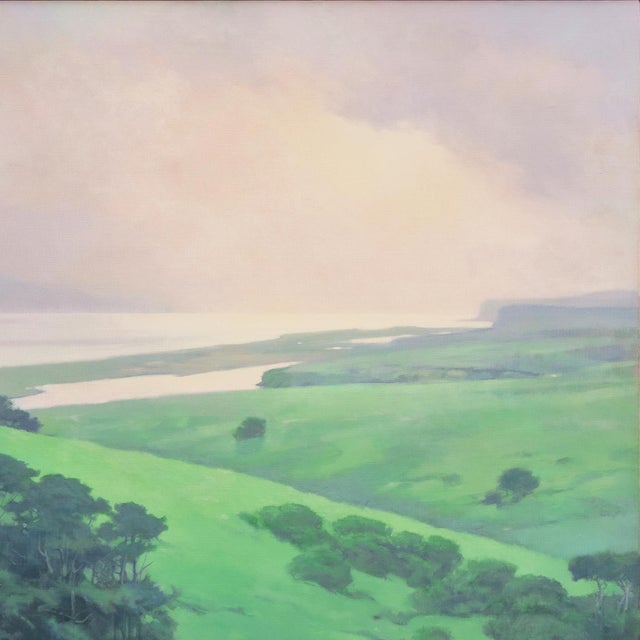 1990s 'California Sunset, Drake's Bay' by Duane Wakeham, 1997, San Francisco, Pastel Society of America, Extra Large Oil Landscape For Sale - Image 5 of 11