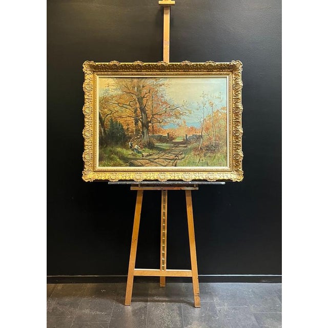 L. Berthet, Autumn Park, Oil on Canvas For Sale - Image 11 of 17