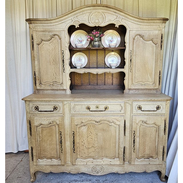 1920s French Wooden Cabinet, Sideboard Cabinet, 2 Piece Cabinet, Farm House Style For Sale - Image 9 of 16