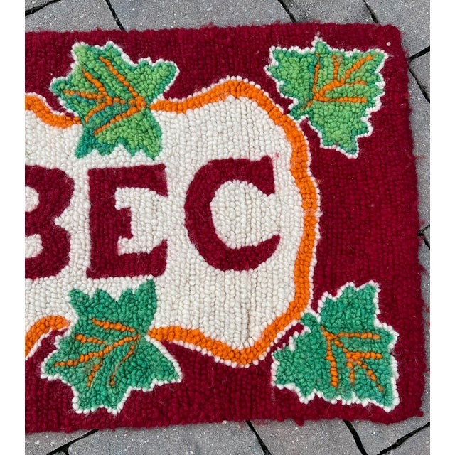 Late 20th Century Vintage Hooked Wool "Quebec" Fiber Art Wall Hanging For Sale - Image 5 of 9