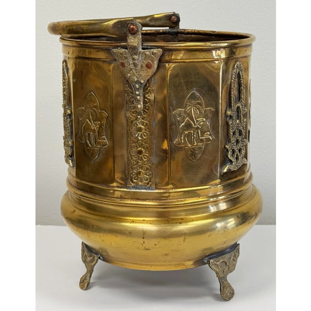 Early 20th Century Antique Camel Motif Moroccan Footed Brass Cachepot For Sale - Image 5 of 8