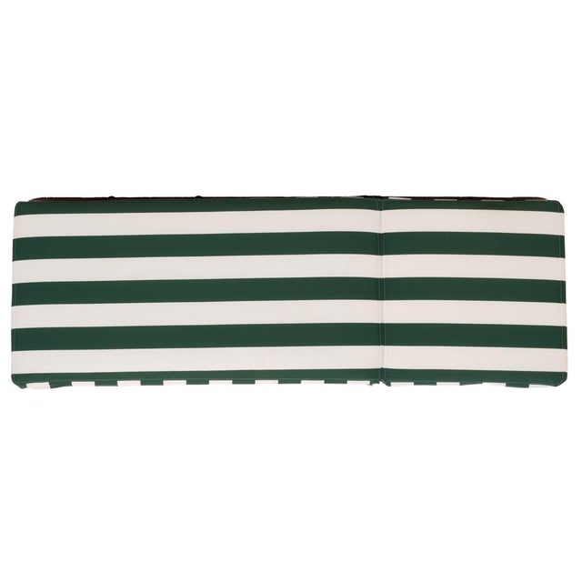 White Gillian Chaise Lounge, Heather Tan/Hunter Green Stripe For Sale - Image 8 of 12