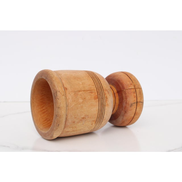 Wood Antique French Wooden Mortar and Pestal For Sale - Image 7 of 7