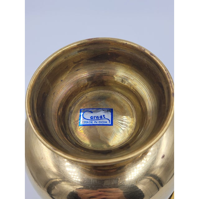 Vintage Carnat Hand-Polished Brass Footed Cachepot / Planter – Made in India For Sale - Image 11 of 12