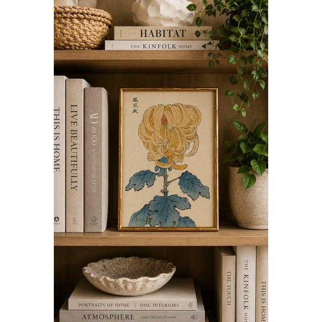 Paper Gold Floral Giclee, Vintage Japanese Botanical Art Print, 12" X 18" For Sale - Image 7 of 9