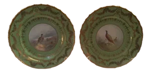 Royal Crown Derby Signed Painted Plates - a Pair