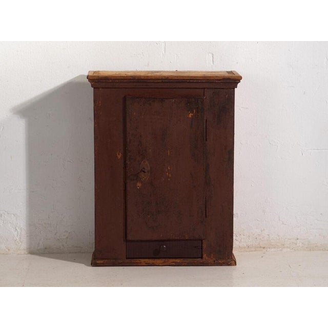 Metal Antique Lacquered Cabinet in Pine Wood, Central Europe, 1900 For Sale - Image 7 of 12