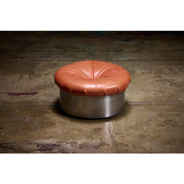 Mid-Century Modern Round Ottoman by Francois Monnet, 1960s For Sale - Image 3 of 4