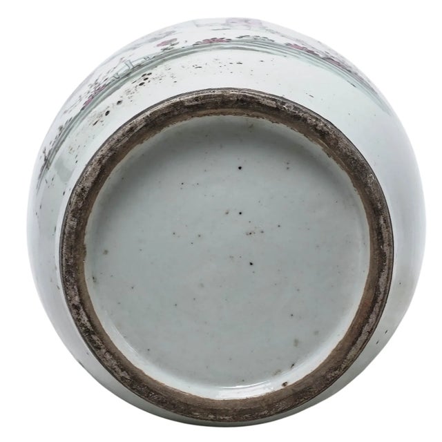 Ceramic Pair of 19th Century Chinese Porcelain Baluster Vases With Figural Decoration and Calligraphy For Sale - Image 7 of 10