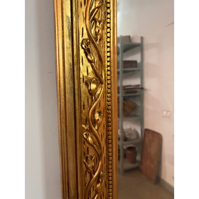 Wood French 19th Century Symmetrical Large Vertical Gold Gilt Mirror With Crest 7.8Ft For Sale - Image 7 of 7