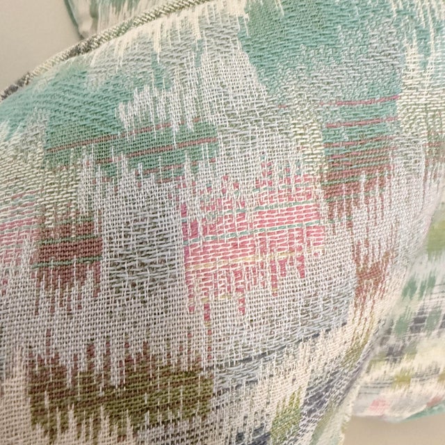 2000 - 2009 Decorative Throw Pillows in Robert Allen Watercolor Ikat Jacquard Fabric, a Pair For Sale - Image 5 of 9