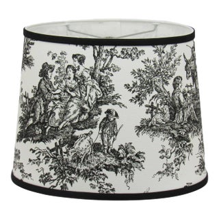 13" Black and White Oval Lamp Shade For Sale