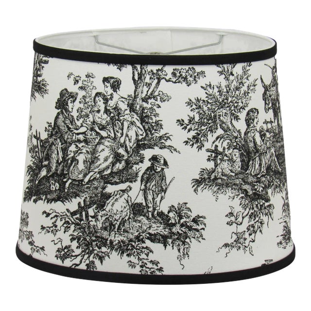 13" Black and White Oval Lamp Shade For Sale