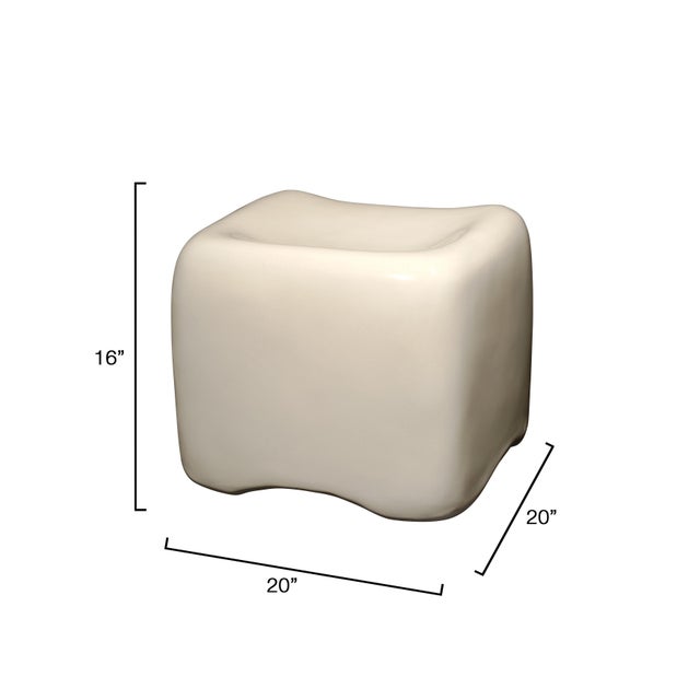 Contemporary Cushion Concrete Stool, Cream For Sale - Image 3 of 6