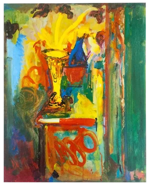 Hans Hofmann Vintage 1998 Abstract Expressionist Lithograph Calendar Print " Vase on a Red Table " 1938