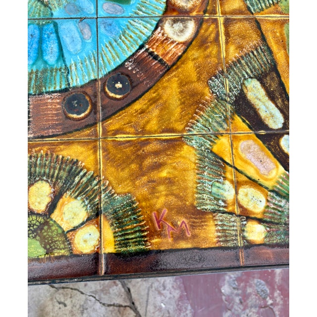 Chartreuse Vintage XL Coffee Table by Knud Michel With Metal Frame and Tiles For Sale - Image 8 of 12