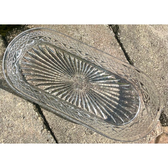 Early 20th Century Crystal Cut Glass Oval Celery Dish For Sale In Orlando - Image 6 of 9