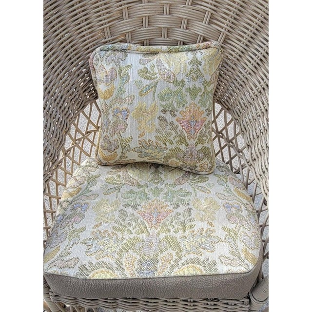 1940s Bar Harbor Wicker Child's Chair W/Leather Seat For Sale - Image 4 of 8