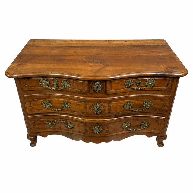 Louis xv period curved walnut and gilt bronze commode, 18th century louis xv period curved walnut and gilt bronze commode,...